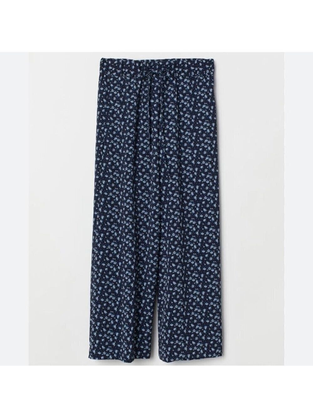 Vintage Navy Ditsy Floral High Waist Pleated Wide Leg Pants by Two Roads Size S